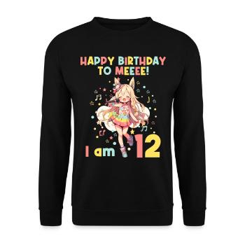 Anime Mandga K-Pop KPop Girl 12th Birthday - Unisex Sweatshirt - black - Front - Alina (178cm) & Michal (187cm)