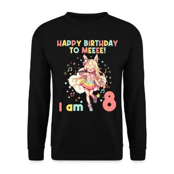 Anime Mandga K-Pop KPop Girl 8th Birthday - Unisex Sweatshirt - black - Front - Alina (178cm) & Michal (187cm)