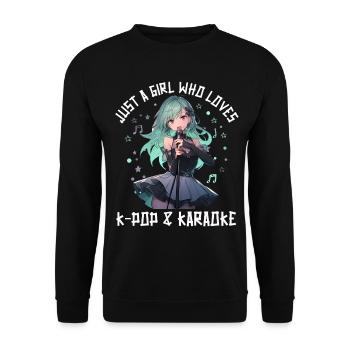 Juste une fille qui aime l’anime K-Pop et le karaoké - Sweat-shirt Unisexe - noir - Devant - Alina (178cm) & Michal (187cm)