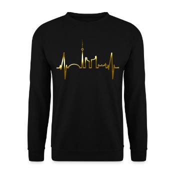 Toronto Skyline Herzschlag Kanadier I Love Kanada - Unisex Pullover - Schwarz - Vorne - Alina (178cm) & Michal (187cm)