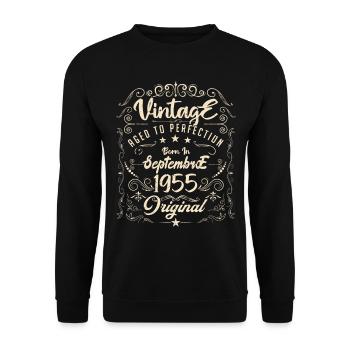 Né En Septembre 1955. anniversaire septembre 1955. - Sweat-shirt Unisexe - noir - Devant - Alina (178cm) & Michal (187cm)