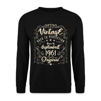 Born in September 1961. Birthday September 1961. - Unisex Sweatshirt - black - Front - Alina (178cm) & Michal (187cm)
