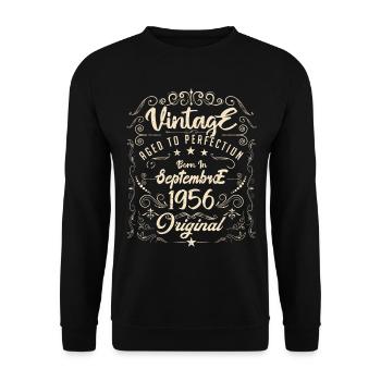 Born in September 1956. Birthday September 1956. - Unisex Sweatshirt - black - Front - Alina (178cm) & Michal (187cm)