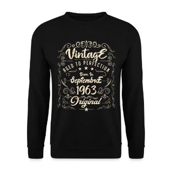 Born in September 1963. birthday September 1963. - Unisex Sweatshirt - black - Front - Alina (178cm) & Michal (187cm)