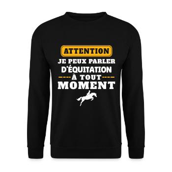Attention je peux parler d'équitation humour - Sweat-shirt Unisexe - noir - Devant - Alina (178cm) & Michal (187cm)