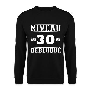 Niveau 30 Débloqué - Sweat-shirt Unisexe - noir - Devant - Alina (178cm) & Michal (187cm)