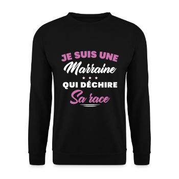 Je suis une marraine qui déchire sa race t-shirt - Sweat-shirt Unisexe - noir - Devant - Alina (178cm) & Michal (187cm)