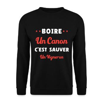 humour apéro boire un canon vigneron noel - Sweat-shirt Unisexe - noir - Devant - Alina (178cm) & Michal (187cm)