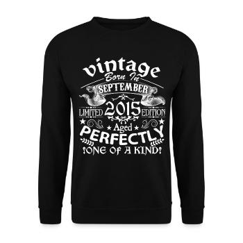 September 2015 | birthday 2015 born in September - Unisex Sweatshirt - black - Front - Alina (178cm) & Michal (187cm)