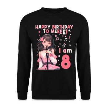 Anime Mandga K-Pop KPop Girl 8th Birthday - Unisex Sweatshirt - black - Front - Alina (178cm) & Michal (187cm)