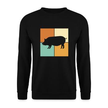 Schwein - Unisex Pullover - Schwarz - Vorne - Alina (178cm) & Michal (187cm)