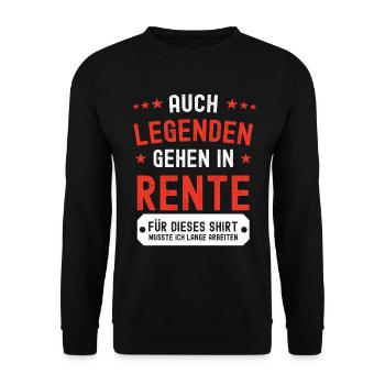 Eine Legende Geht In Rente Rentner Ruhestand - Unisex Pullover - Schwarz - Vorne - Alina (178cm) & Michal (187cm)