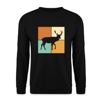 Hirsch - Unisex Pullover - Schwarz - Vorne - Alina (178cm) & Michal (187cm)