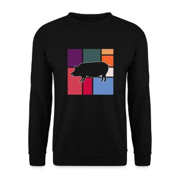 Schwein - Unisex Pullover - Schwarz - Vorne - Alina (178cm) & Michal (187cm)
