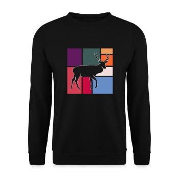 Hirsch - Unisex Pullover - Schwarz - Vorne - Alina (178cm) & Michal (187cm)