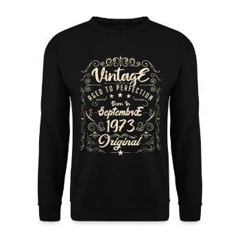 Born in September 1973. birthday September 1973. - Unisex Sweatshirt - black - Front - Alina (178cm) & Michal (187cm)