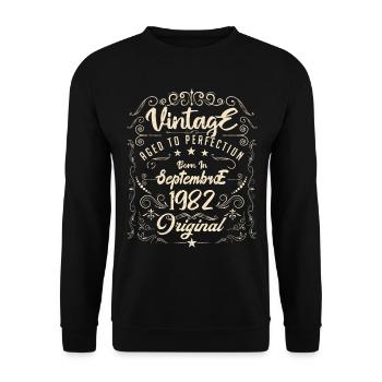 Born in September 1982. Anniversary September 1982. - Unisex Sweatshirt - black - Front - Alina (178cm) & Michal (187cm)