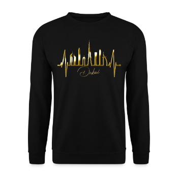 Dubai Skyline Heartbeat Burj Khalifa Silhouette - Unisex Sweatshirt - black - Front - Alina (178cm) & Michal (187cm)