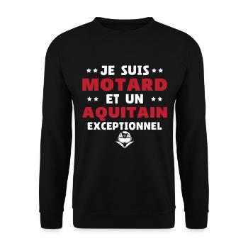 Je suis Motard Exceptionnel et Un Aquitain - Sweat-shirt Unisexe - noir - Devant - Alina (178cm) & Michal (187cm)