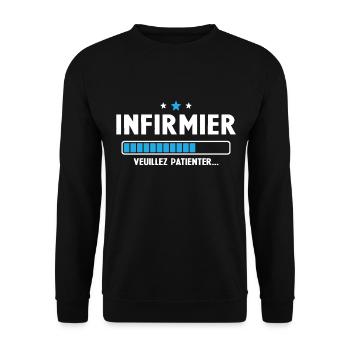 Infirmier veuillez patienter - Sweat-shirt Unisexe - noir - Devant - Alina (178cm) & Michal (187cm)