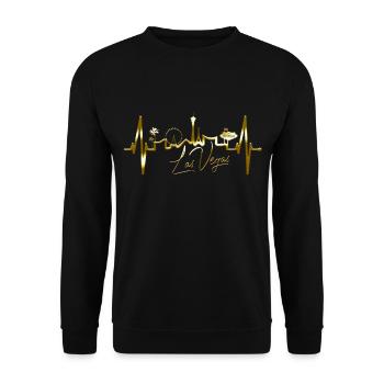Las Vegas Skyline Heartbeat Nevada USA Heart Love - Unisex Sweatshirt - black - Front - Alina (178cm) & Michal (187cm)