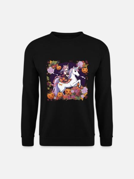 Einhorn Halloween Einhörner Unicorn Helloween - Unisex Pullover - Schwarz