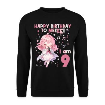 Anime Mandga K-Pop KPop Girl 9th Birthday - Unisex Sweatshirt - black - Front - Alina (178cm) & Michal (187cm)