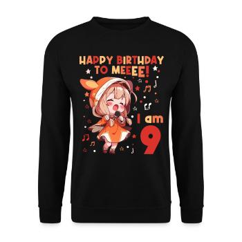 Anime Mandga K-Pop KPop Girl 9th Birthday - Unisex Sweatshirt - black - Front - Alina (178cm) & Michal (187cm)