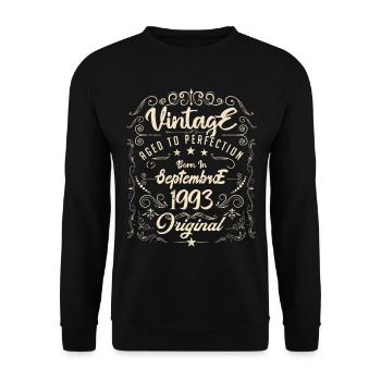 Born in September 1993. Anniversary September 1993. - Unisex Sweatshirt - black - Front - Alina (178cm) & Michal (187cm)