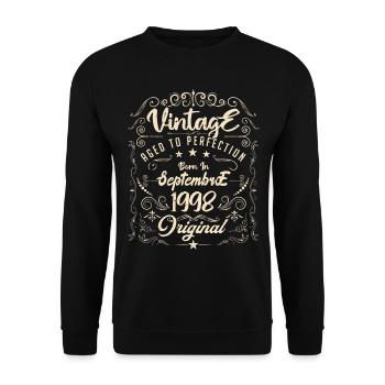 Né En Septembre 1998. anniversaire septembre 1998. - Sweat-shirt Unisexe - noir - Devant - Alina (178cm) & Michal (187cm)