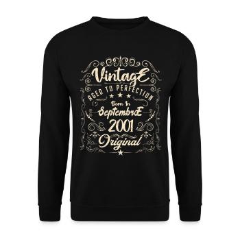 Born in September 2001. Birthday September 2001. - Unisex Sweatshirt - black - Front - Alina (178cm) & Michal (187cm)