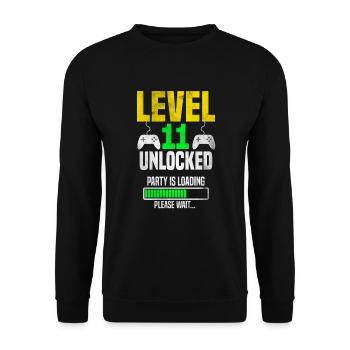 Level 11 unlocked – Party is loading - Unisex Pullover - Schwarz - Vorne - Alina (178cm) & Michal (187cm)