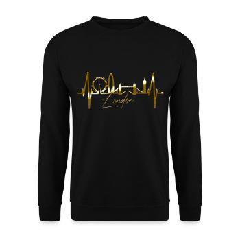 London Heartbeat Skyline England Fan UK Heart Love - Unisex Sweatshirt - black - Front - Alina (178cm) & Michal (187cm)