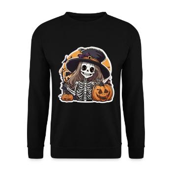 Witch Halloween Witch Hat Witches Broom Witch Pumpkin - Unisex Sweatshirt - black - Front - Alina (178cm) & Michal (187cm)