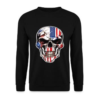 Skulls Skull America Flag Skull Bone - Unisex Sweatshirt - black - Front - Alina (178cm) & Michal (187cm)