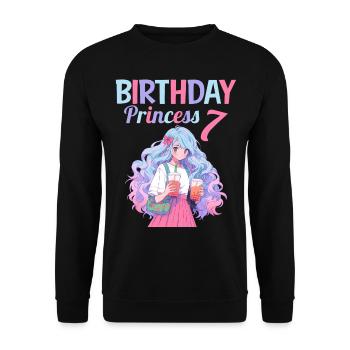 Anime Mandga Boba Bubble Tea 7ème anniversaire - Sweat-shirt Unisexe - noir - Devant - Alina (178cm) & Michal (187cm)