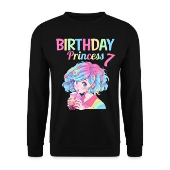 Anime Mandga Boba Bubble Tea 7ème anniversaire - Sweat-shirt Unisexe - noir - Devant - Alina (178cm) & Michal (187cm)