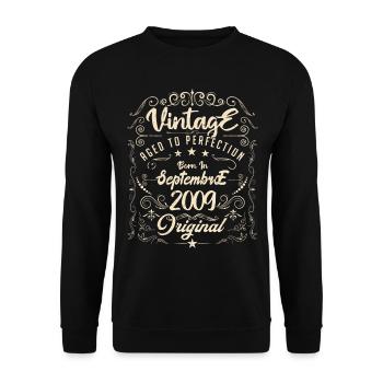 Born in September 2009. Birthday September 2009. - Unisex Sweatshirt - black - Front - Alina (178cm) & Michal (187cm)