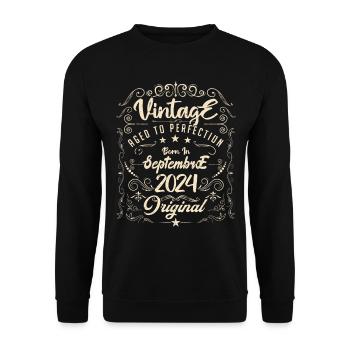 Born in September 2024. Birthday September 2024. - Unisex Sweatshirt - black - Front - Alina (178cm) & Michal (187cm)