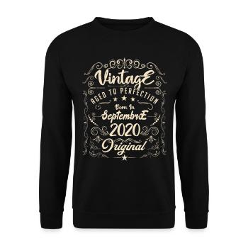 Born in September 2020. Birthday September 2020. - Unisex Sweatshirt - black - Front - Alina (178cm) & Michal (187cm)