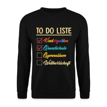 Lustig Grundschule Gymnasium Oberschule Geschenk - Unisex Pullover - Schwarz - Vorne - Alina (178cm) & Michal (187cm)