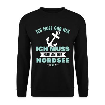 Küstenkind Norddeutschland Ostsee Nordsee Geschenk - Unisex Pullover - Schwarz - Vorne - Alina (178cm) & Michal (187cm)