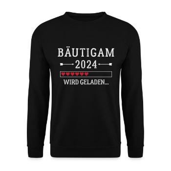 Bräutigam 2024 Verlobung Bräutigam zu sein - Unisex Pullover - Schwarz - Vorne - Alina (178cm) & Michal (187cm)