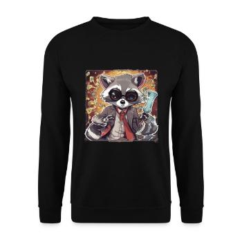 Waschbär - Unisex Pullover - Schwarz - Vorne - Alina (178cm) & Michal (187cm)