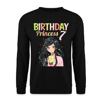 Anime Mandga Boba Bubble Tea 7ème anniversaire - Sweat-shirt Unisexe - noir - Devant - Alina (178cm) & Michal (187cm)