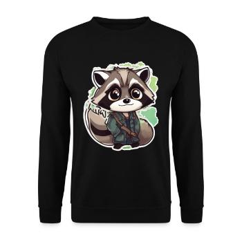 Waschbär - Unisex Pullover - Schwarz - Vorne - Alina (178cm) & Michal (187cm)