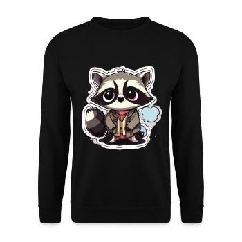Waschbär - Unisex Pullover - Schwarz - Vorne - Alina (178cm) & Michal (187cm)