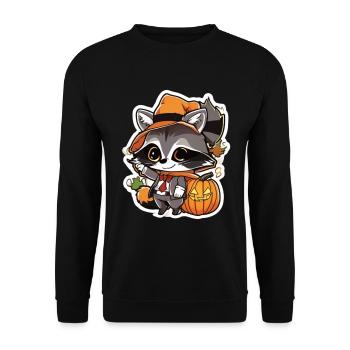 Waschbär Halloween Waschbär Kostüm Tiere - Unisex Pullover - Schwarz - Vorne - Alina (178cm) & Michal (187cm)