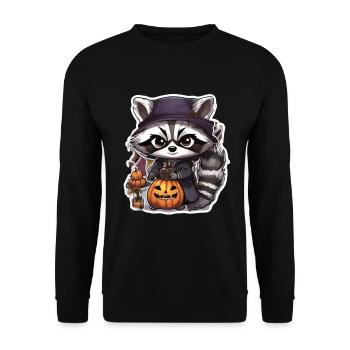Waschbär Halloween Waschbär Kostüm Tiere - Unisex Pullover - Schwarz - Vorne - Alina (178cm) & Michal (187cm)