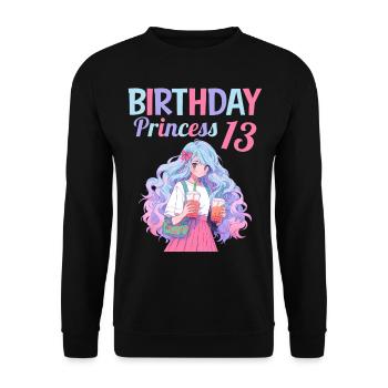 Anime Mandga Boba Bubble Tea 13. Geburtstag - Unisex Pullover - Schwarz - Vorne - Alina (178cm) & Michal (187cm)